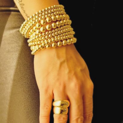 Gold Beaded Adjustable Bracelet JEWELRY The Sis Kiss