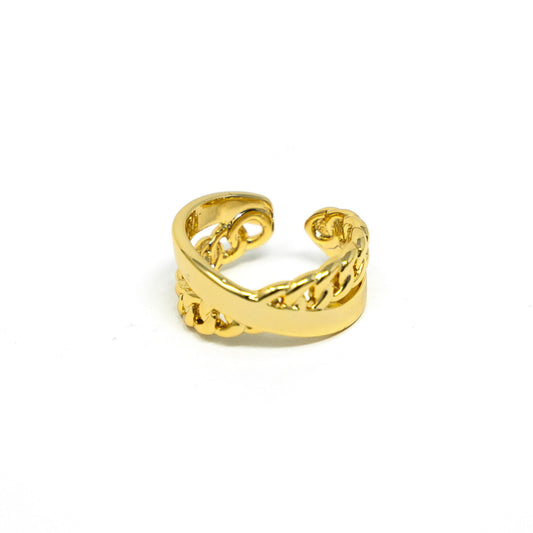 Gold Band and Chain Ring JEWELRY The Sis Kiss