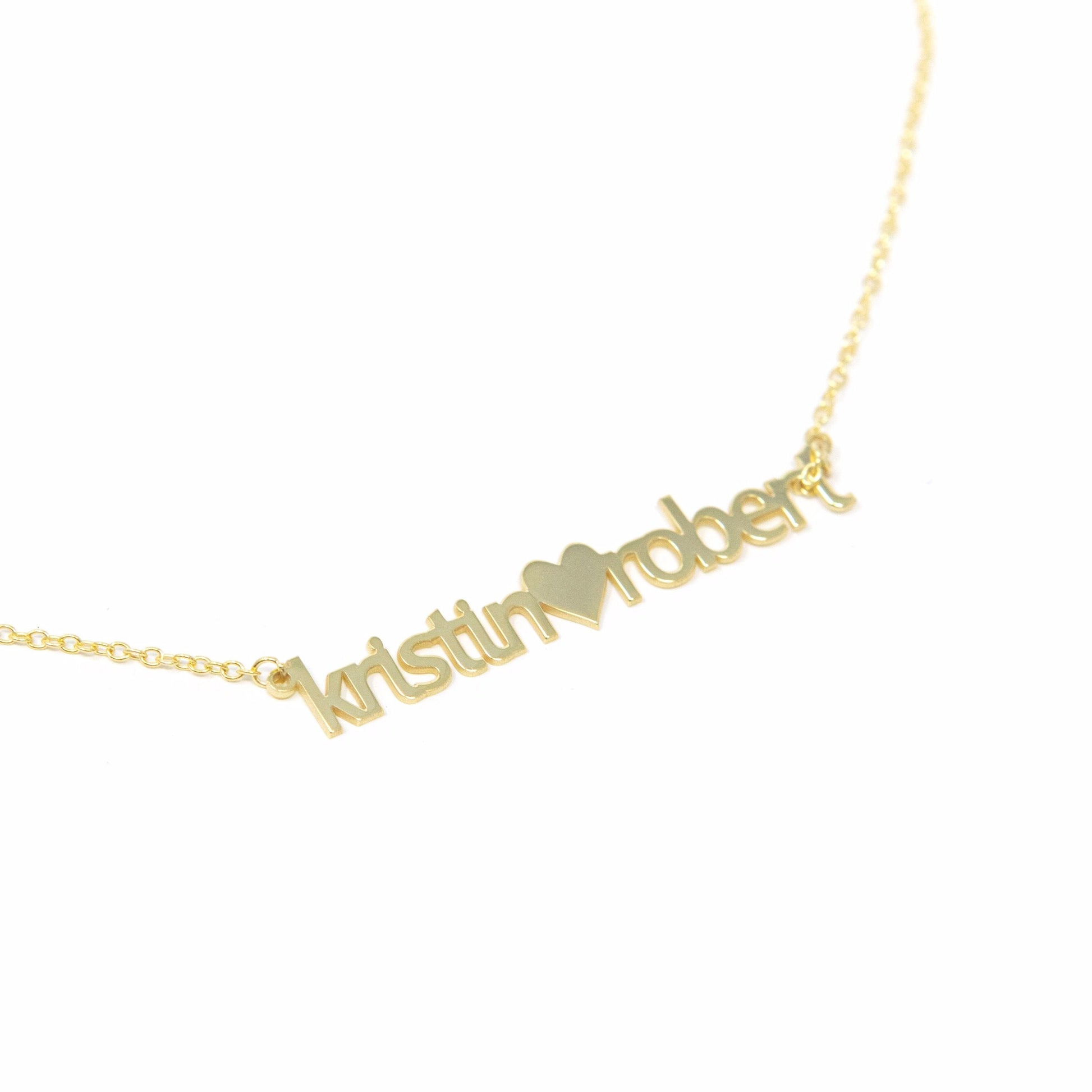 Custom Heart Connection Name Necklace necklace The Sis Kiss