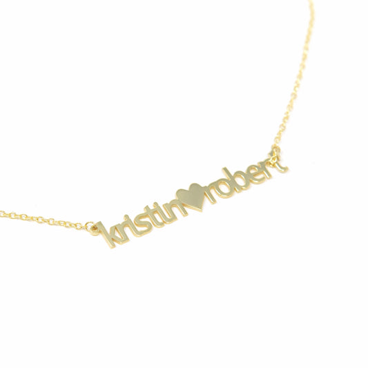 Custom Heart Connection Name Necklace necklace The Sis Kiss