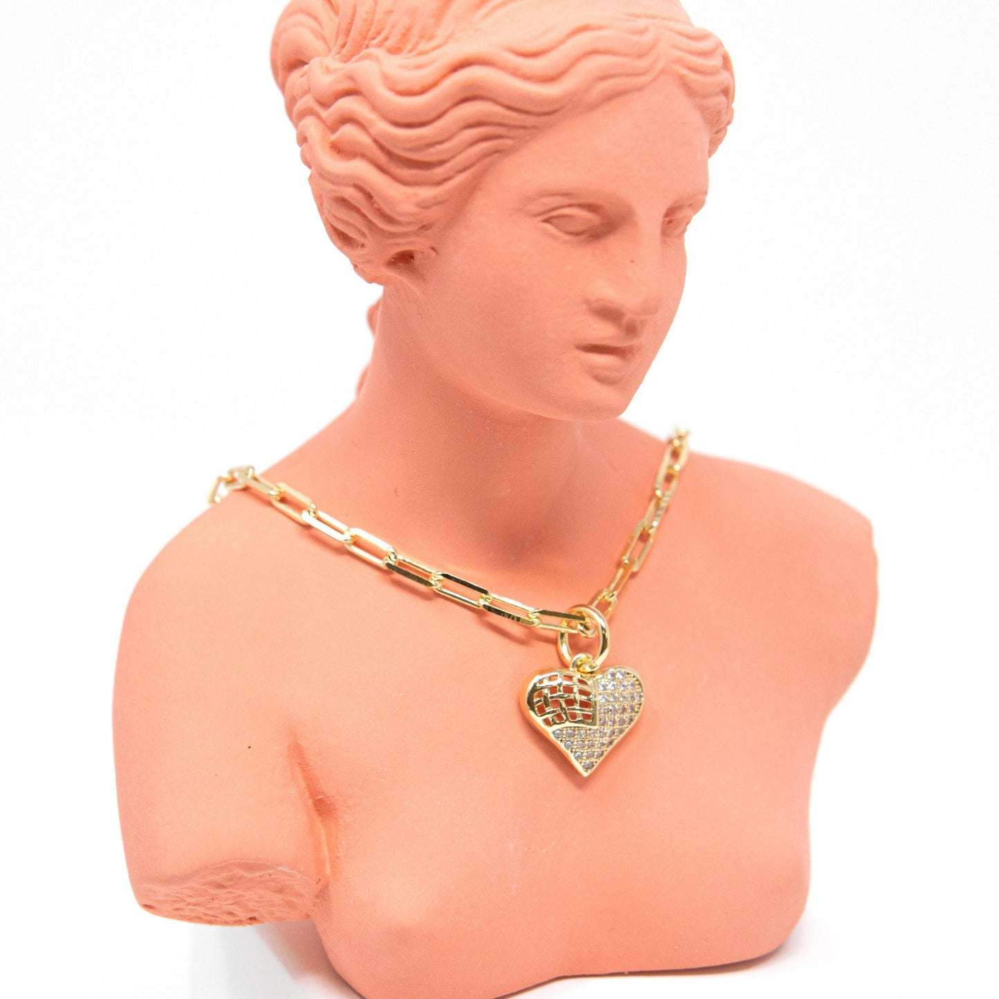 Chain Link and Crystal Lock Key Heart Bracelets/Necklaces JEWELRY The Sis Kiss