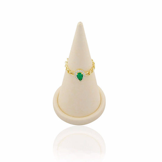 Emerald Teardrop and Chain Link Ring JEWELRY The Sis Kiss