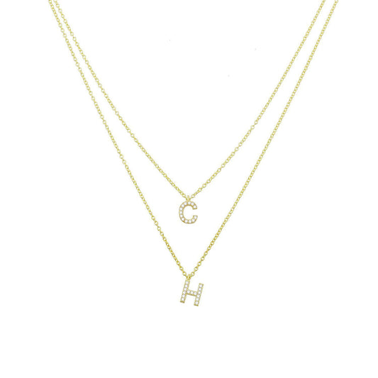 Custom Double or Triple Layered Initial Necklace JEWELRY The Sis Kiss Gold Double Initial