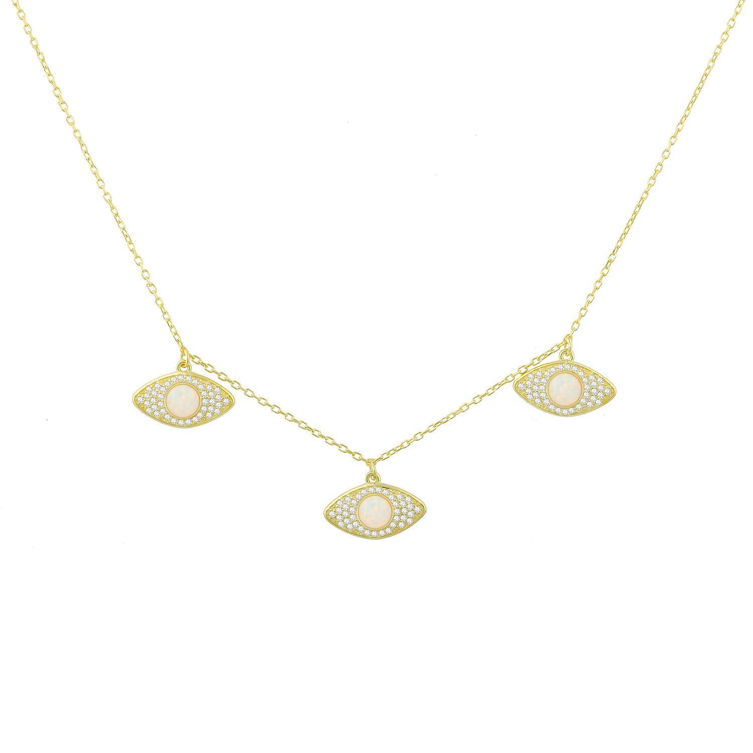 Opal Evil Eyes Necklace JEWELRY The Sis Kiss