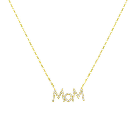 Mom Necklaces necklace The Sis Kiss MOM - Uppercase Gold with Crystals