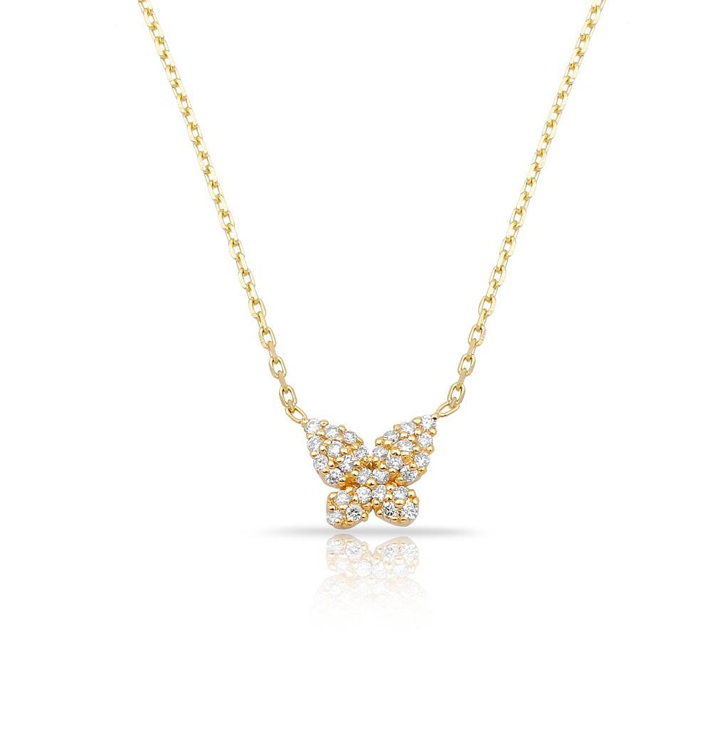 TSK Diamond Butterfly Necklace JEWELRY The Sis Kiss 14k Gold