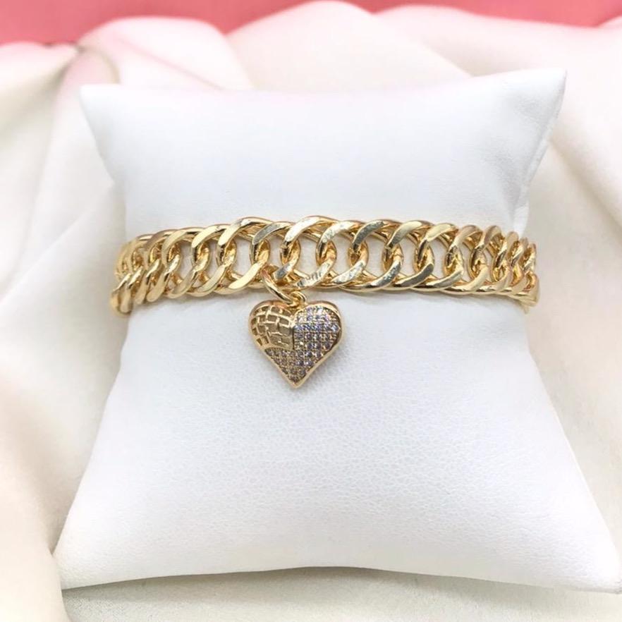 Chain Link and Crystal Lock Key Heart Bracelets/Necklaces JEWELRY The Sis Kiss