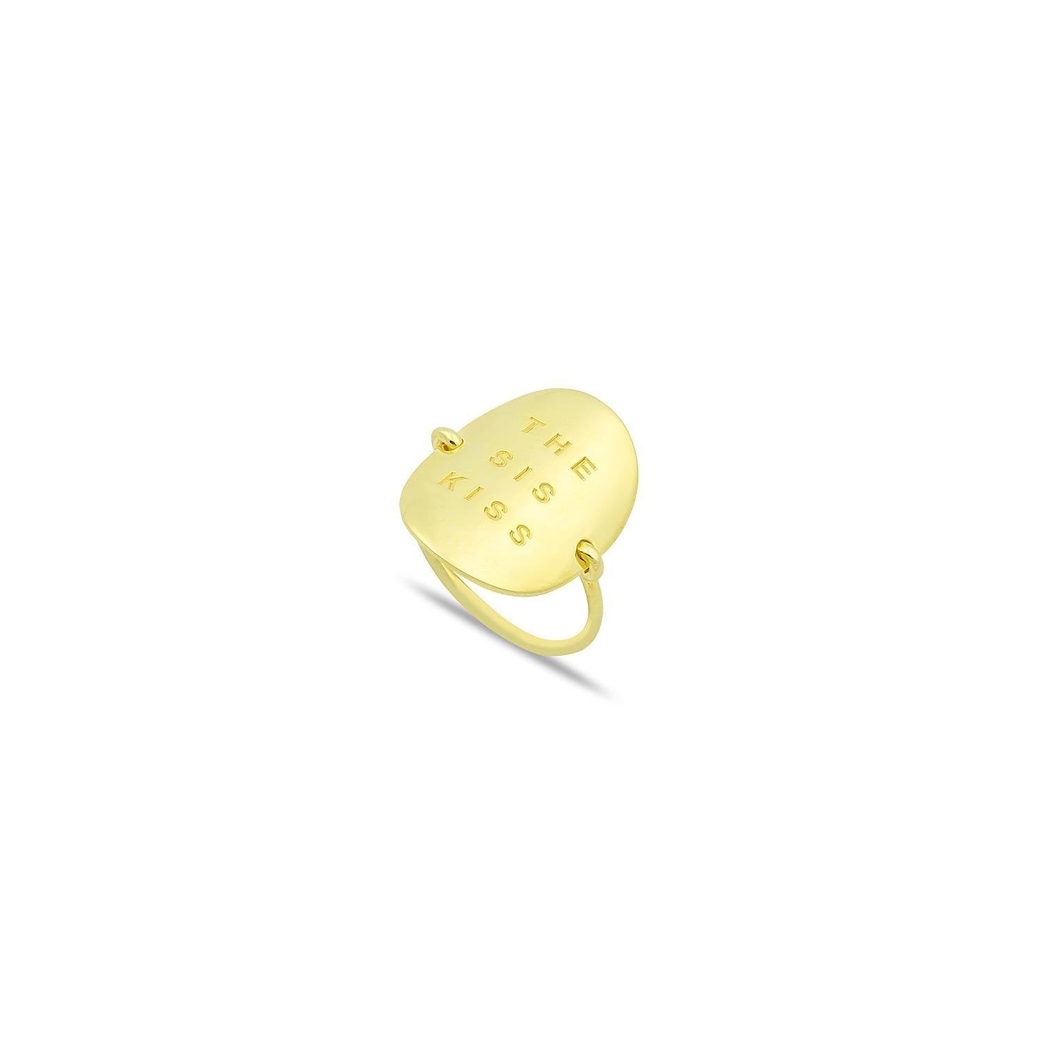 Custom Oval Nameplate Ring JEWELRY The Sis Kiss 6 Gold Classic Type