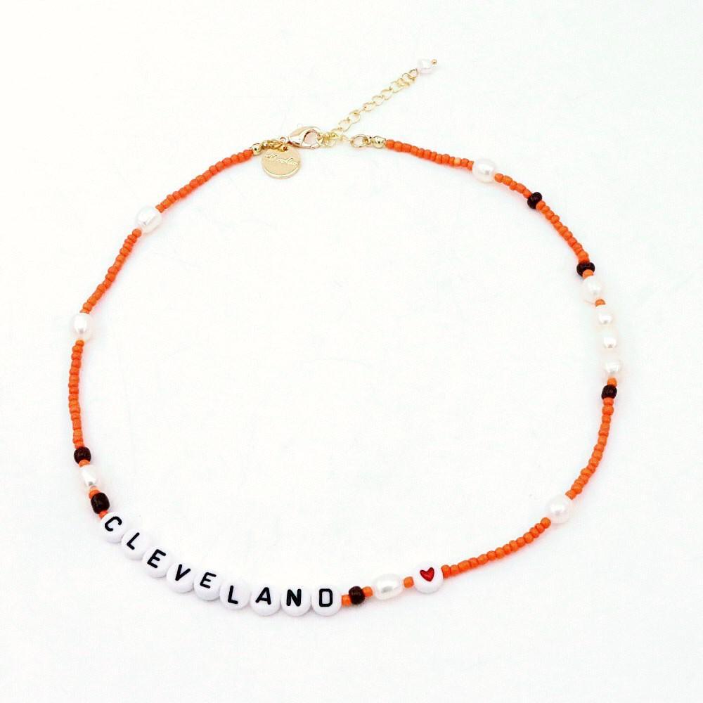 Home Team CLE Bead and Pearl Necklace