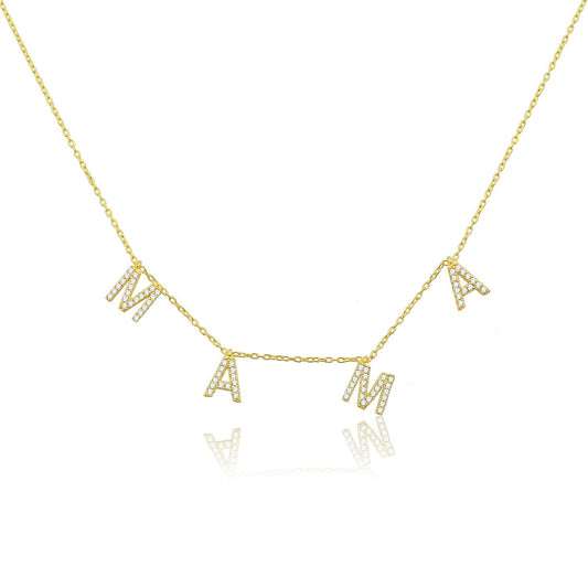 MAMA It’s All in a Name® Necklace JEWELRY The Sis Kiss Gold with Crystals