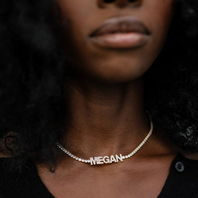 Customized Tennis Chain Nameplate Necklace JEWELRY Joyce