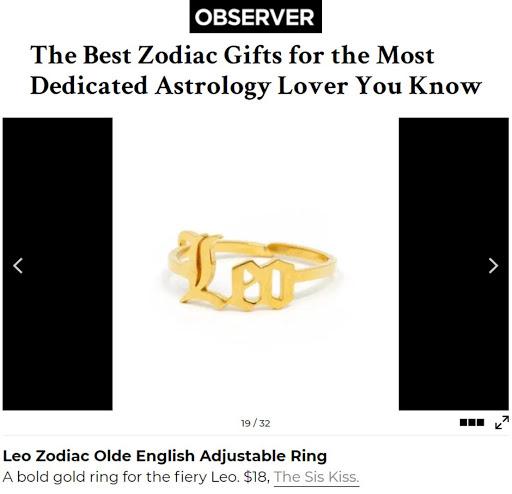 Zodiac Olde English Adjustable Rings JEWELRY The Sis Kiss
