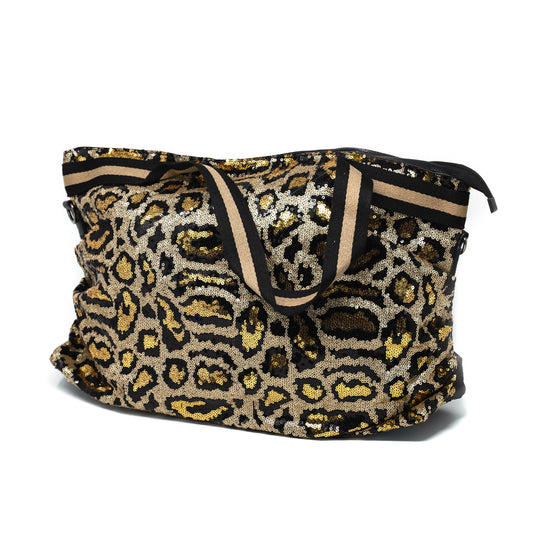Sparkle Weekender Bag in Leopard Print ACCESSORY The Sis Kiss