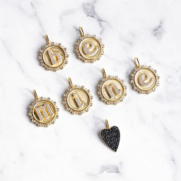 Vintage Coin Initial Charm Charms & Pendants The Sis Kiss
