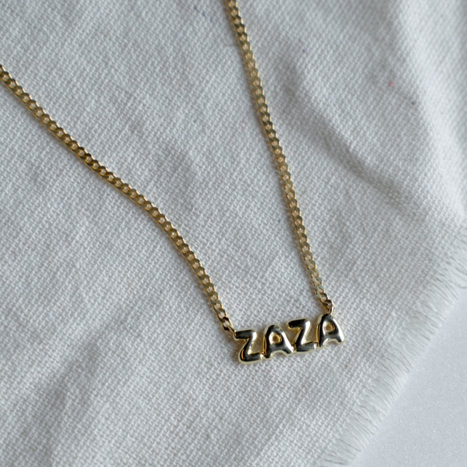 Custom Bubble Letters Nameplate Necklace necklace The Sis Kiss