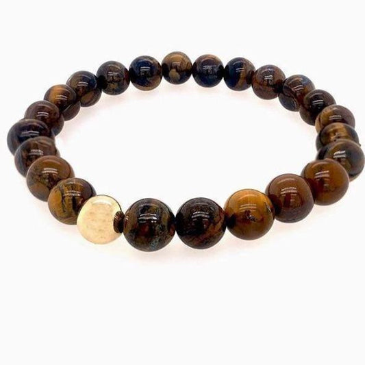 Unisex Beaded Stretch Bracelets JEWELRY The Sis Kiss Brown Tiger Eye