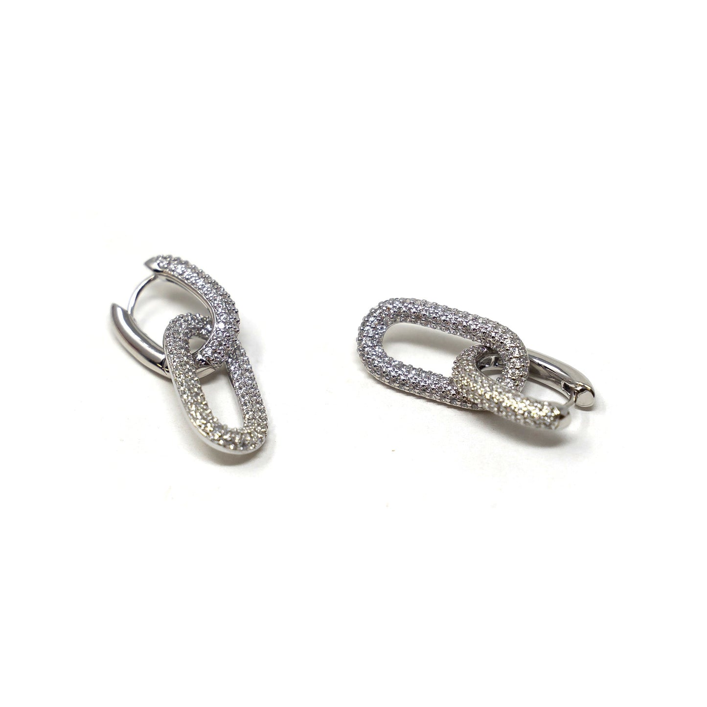 Pave Party Link Earrings JEWELRY Joyce Silver