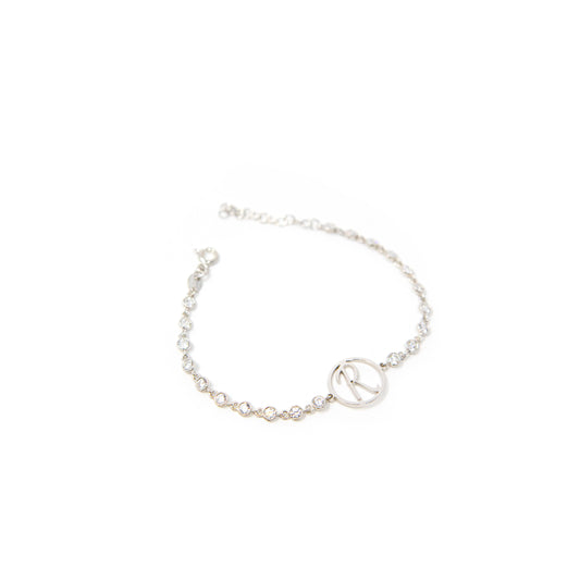 Script Initial Crystal Bracelet JEWELRY The Sis Kiss R Silver