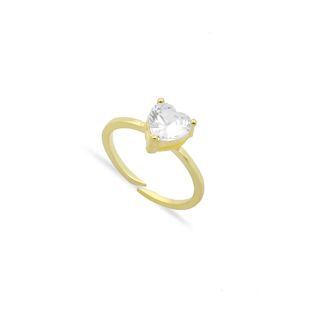Single Crystal Heart Ring JEWELRY The Sis Kiss Clear