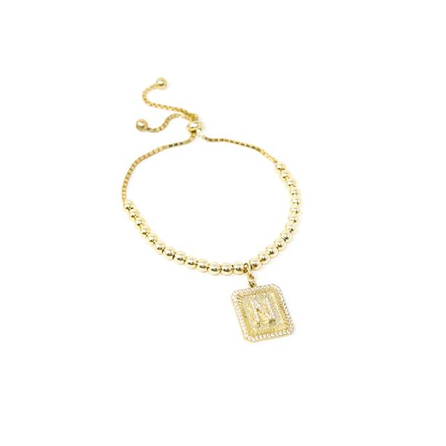 Square Initial Bracelet in Gold JEWELRY The Sis Kiss