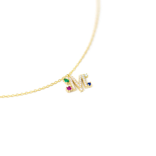 Darling Multi Jewel Initial Necklace necklace The Sis Kiss