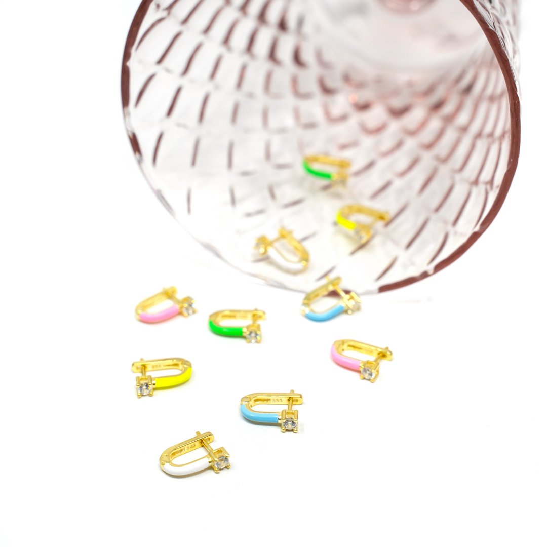 Neon Enamel and Crystal Huggies JEWELRY The Sis Kiss