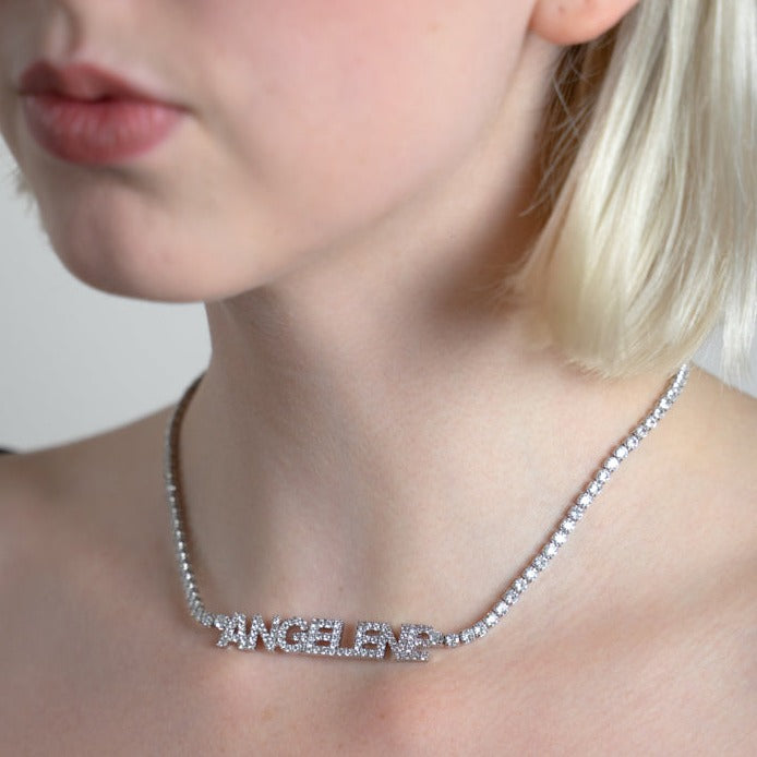Customized Tennis Chain Nameplate Necklace JEWELRY Joyce