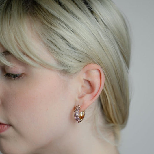Darling Diva Lavender Crystal Hoops JEWELRY The Sis Kiss