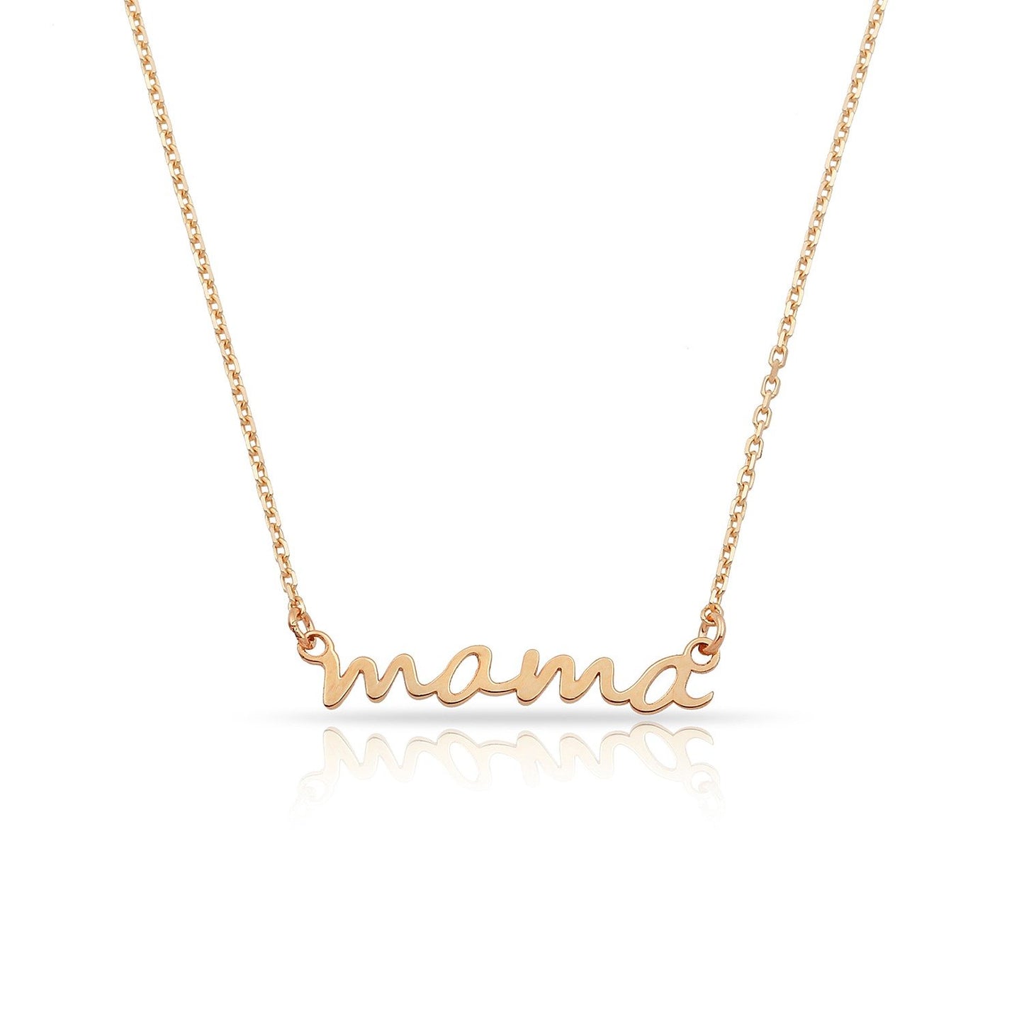 TSK 14k Gold Mama Script Necklace JEWELRY The Sis Kiss 14k Rose Gold