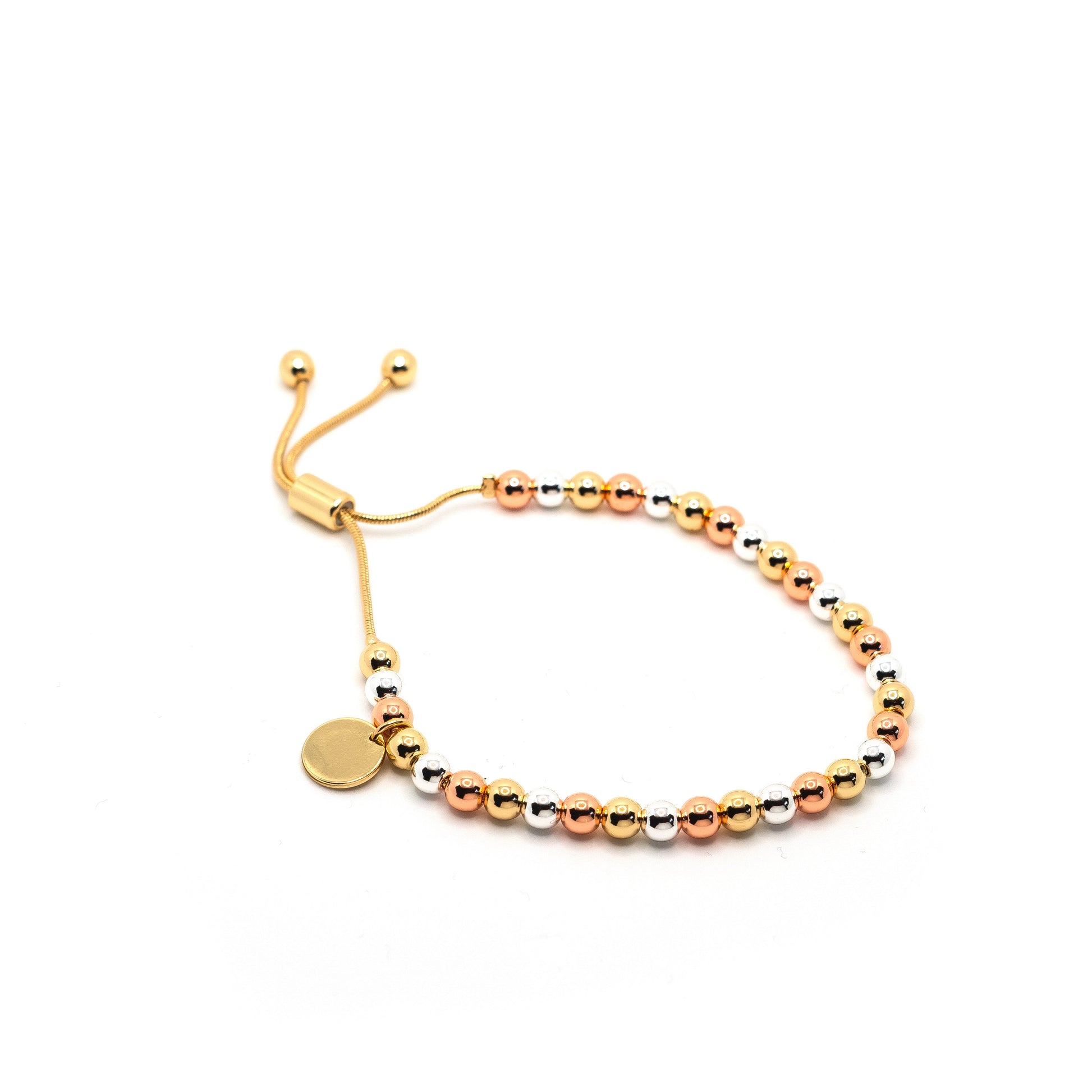 Tri Tone Beaded Adjustable Bracelets JEWELRY The Sis Kiss