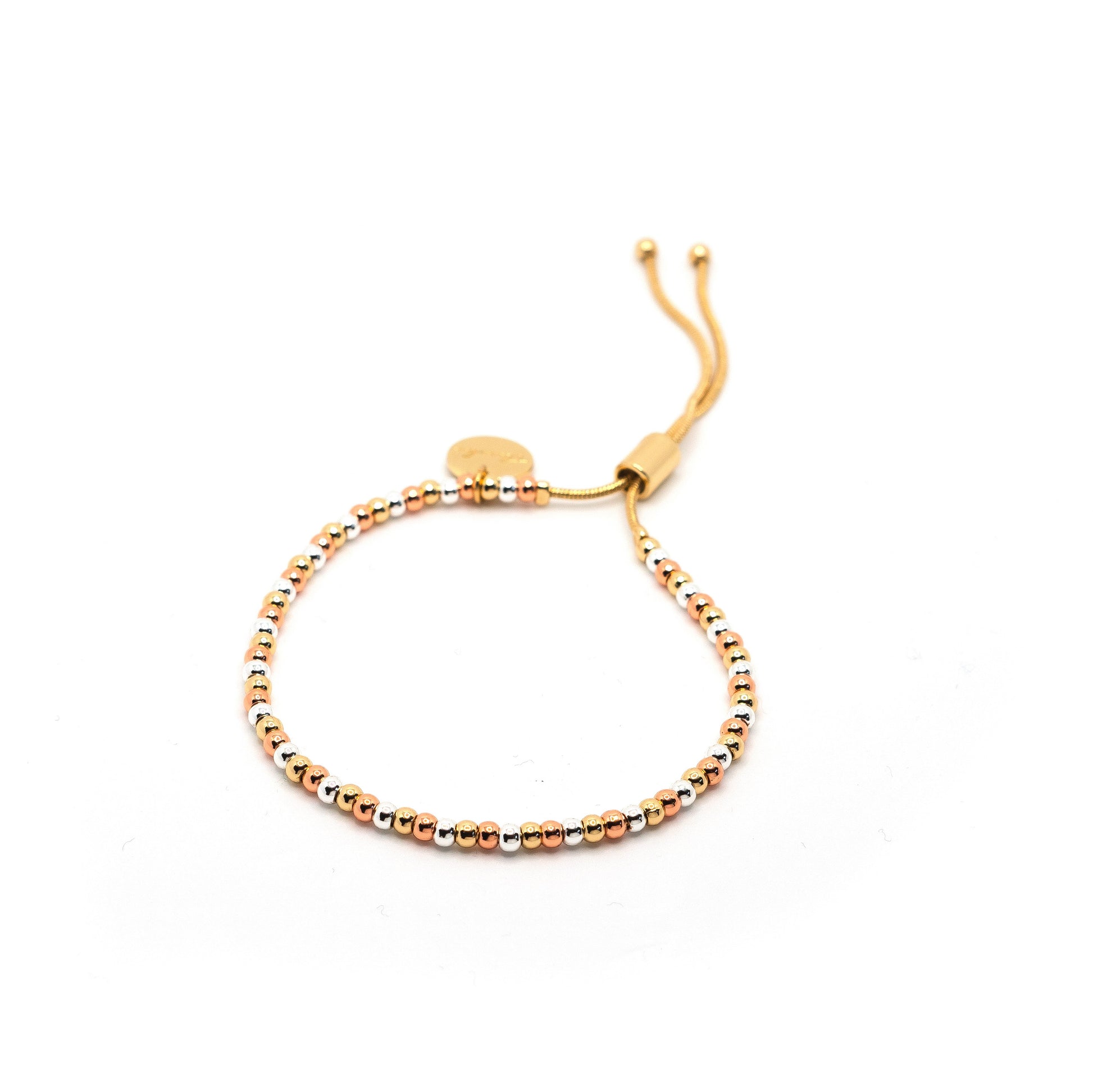 Tri Tone Beaded Adjustable Bracelets JEWELRY The Sis Kiss