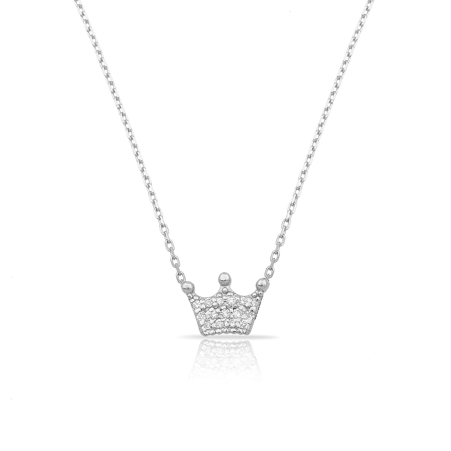 TSK Diamond Crown Necklace JEWELRY The Sis Kiss 14k White Gold