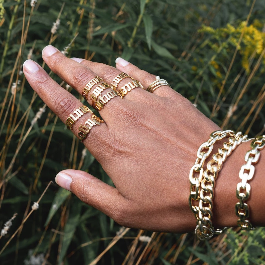 Zodiac Olde English Adjustable Rings JEWELRY The Sis Kiss