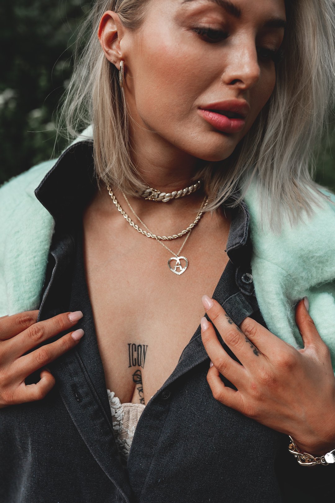 The Sis Kiss Muse Heart Initial Necklace JEWELRY The Sis Kiss