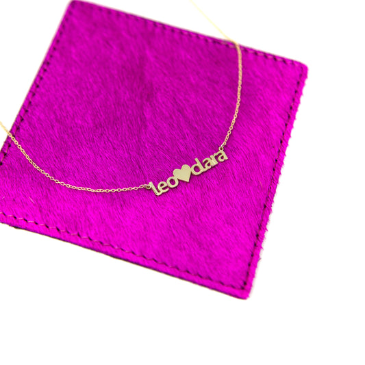 Custom Heart Connection Name Necklace necklace The Sis Kiss Gold