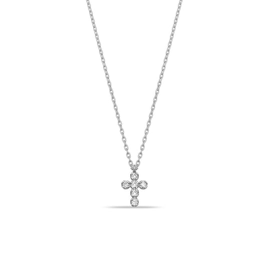 TSK Diamond Cross Necklace JEWELRY The Sis Kiss 14k White Gold
