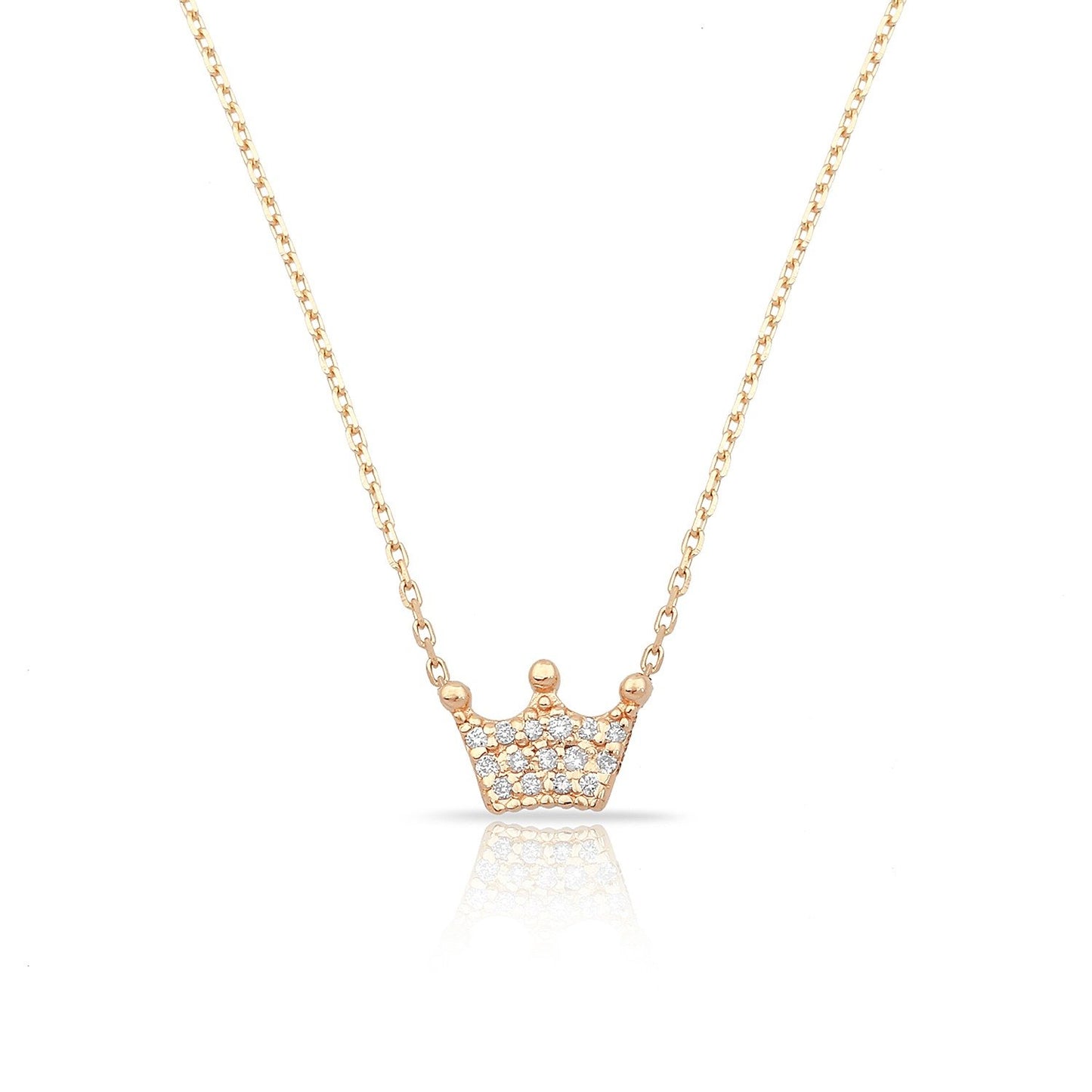 TSK Diamond Crown Necklace JEWELRY The Sis Kiss 14k Rose Gold