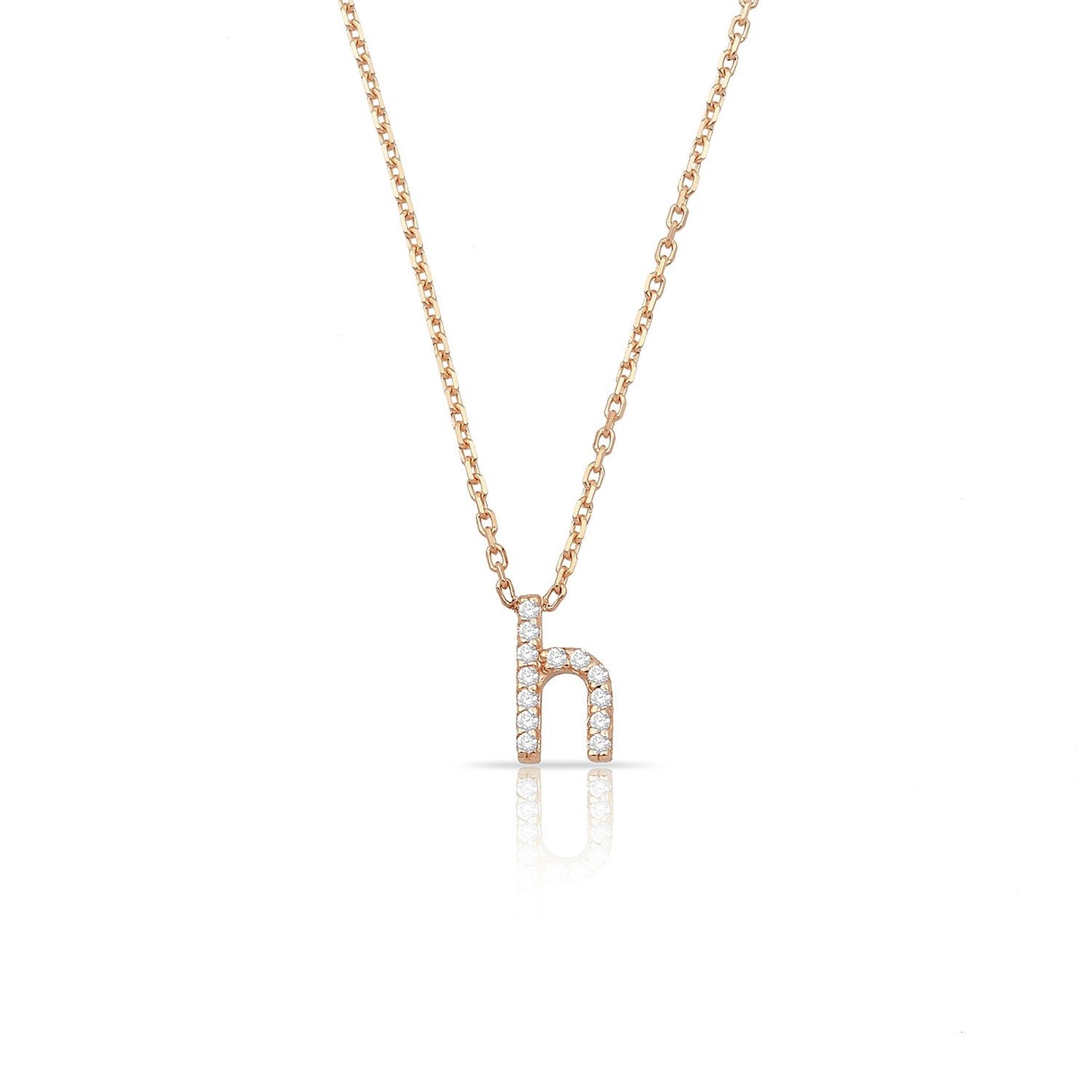 TSK Perry St. Diamond Initial Necklace JEWELRY The Sis Kiss 14k Rose Gold