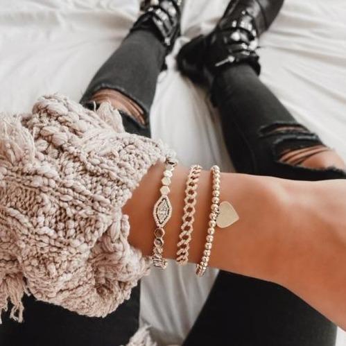 Gold Hex and Crystal Bracelet JEWELRY The Sis Kiss