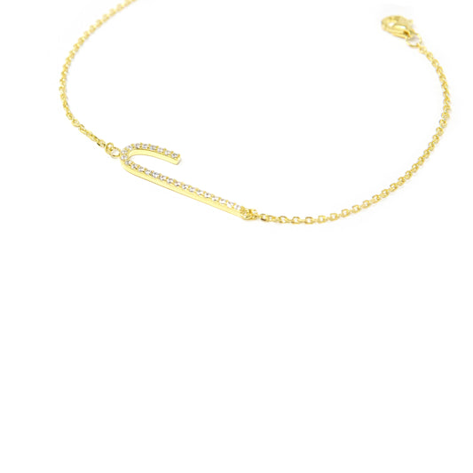 Tall Initial Bracelet JEWELRY The Sis Kiss