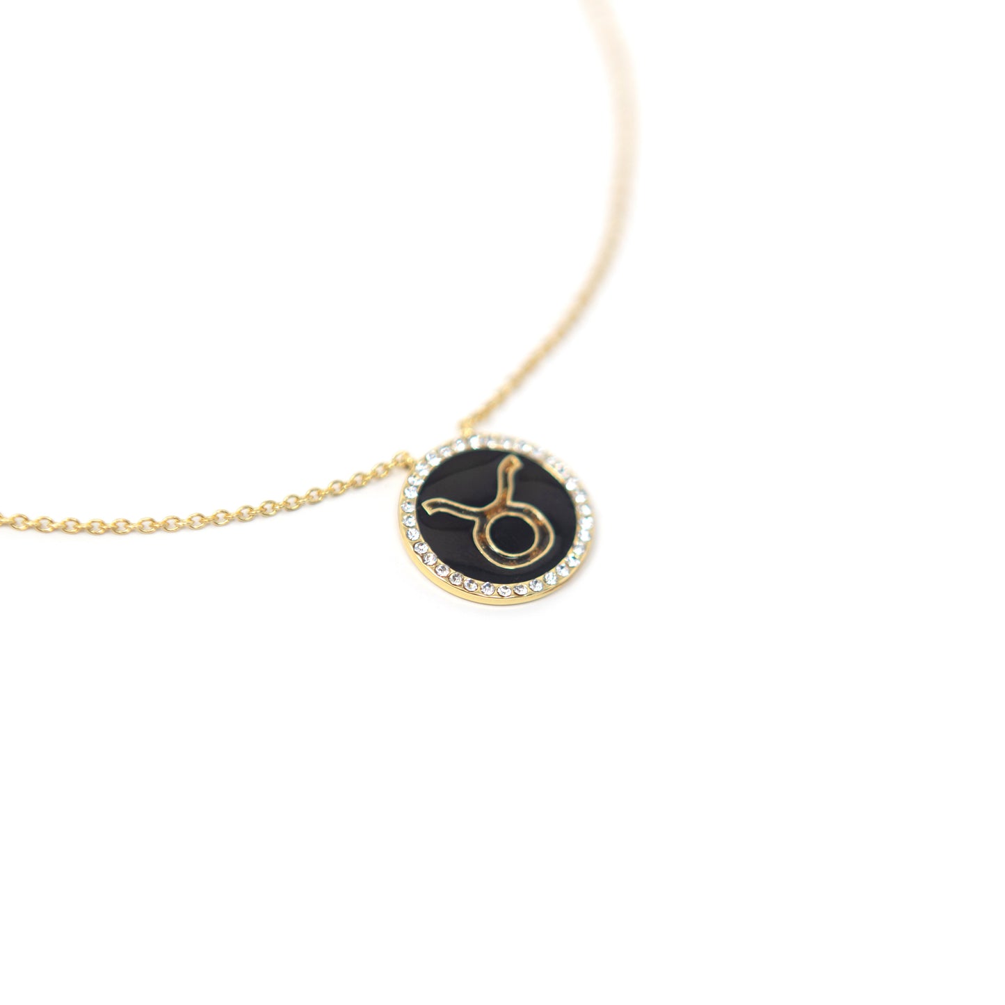 Zodiac Leopard and Enamel Circle Pendant Necklaces JEWELRY The Sis Kiss