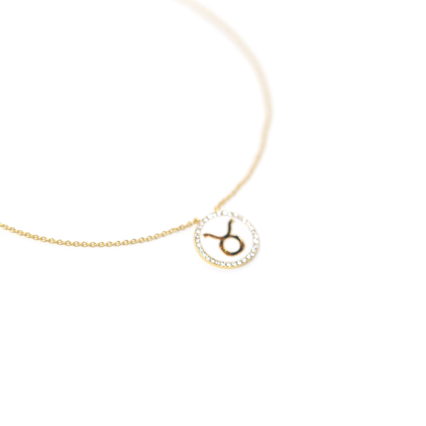Zodiac Leopard and Enamel Circle Pendant Necklaces JEWELRY The Sis Kiss