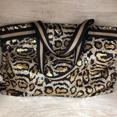 Sparkle Weekender Bag in Leopard Print ACCESSORY The Sis Kiss Leopard Print 