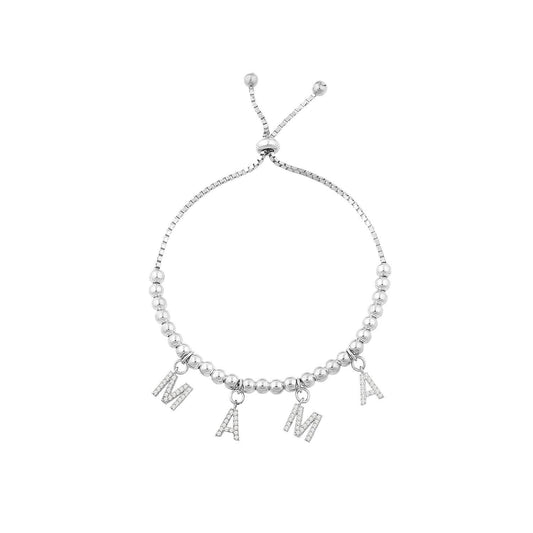 Mama Charm Bracelet JEWELRY The Sis Kiss Silver with Crystals