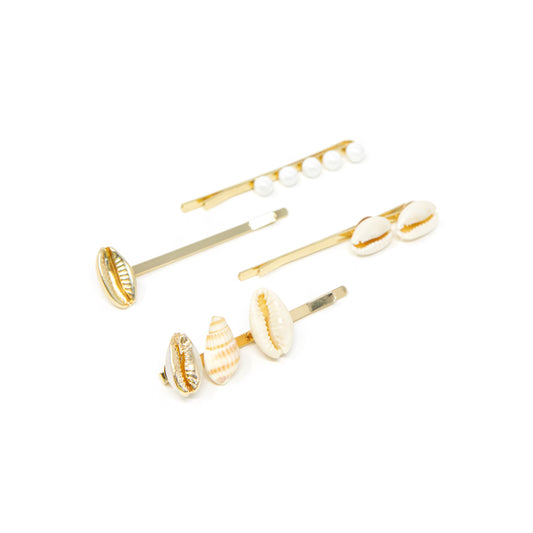 Shell and Pearl Barrette Set of Four ACCESSORY The Sis Kiss