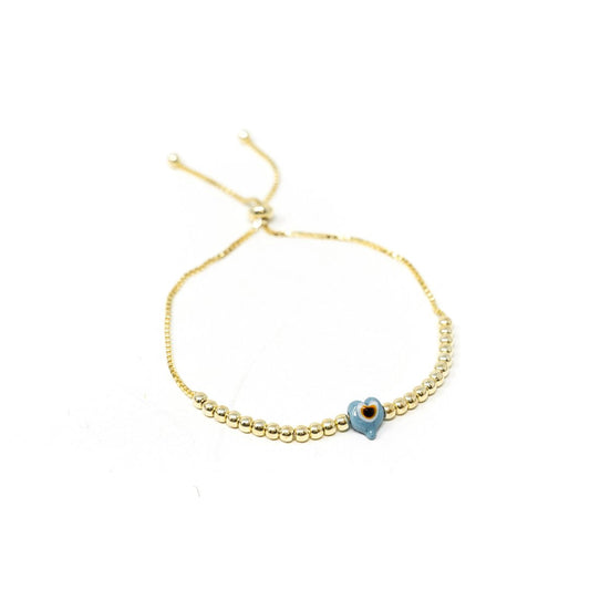 Blue Evil Eye Charm Bracelet JEWELRY The Sis Kiss