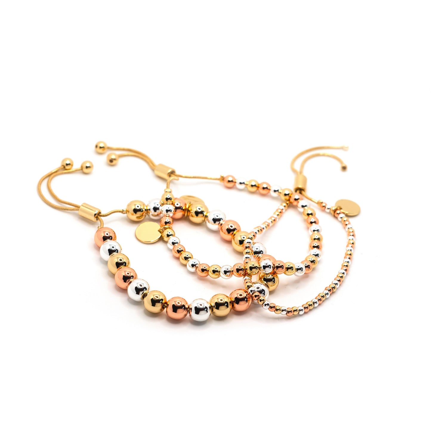 Tri Tone Beaded Adjustable Bracelets JEWELRY The Sis Kiss
