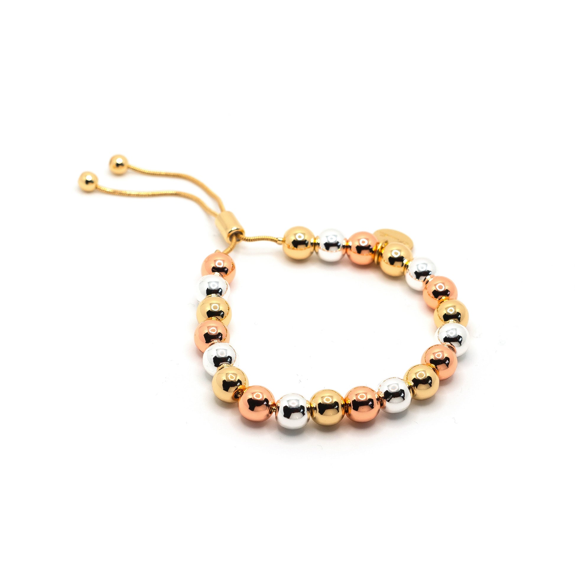 Tri Tone Beaded Adjustable Bracelets JEWELRY The Sis Kiss