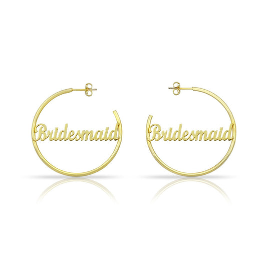 Bridesmaid Script Hoops JEWELRY The Sis Kiss Gold