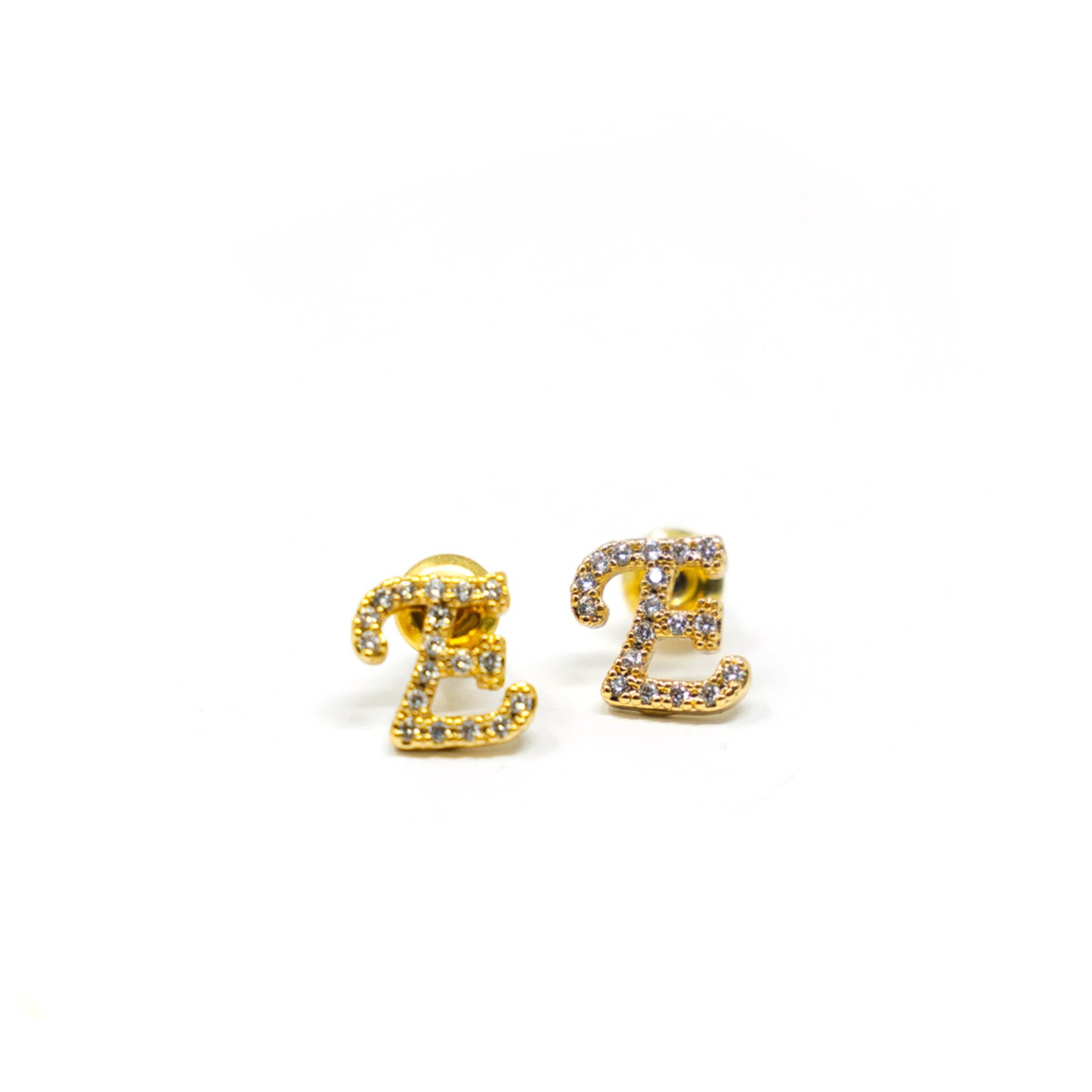 Crystal Script Initial Earrings - Singles JEWELRY The Sis Kiss